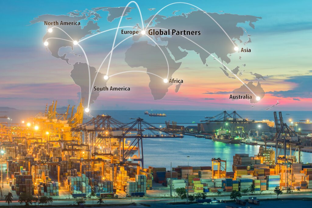 Map global logistics partnership connection of Container Cargo